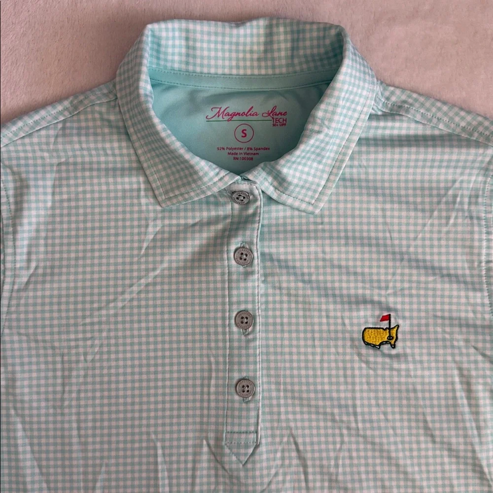 Magnolia Lane | 2016 Masters Tech Performance Golf Polo 50+ UPF Gingham Check S - Picture 4 of 15